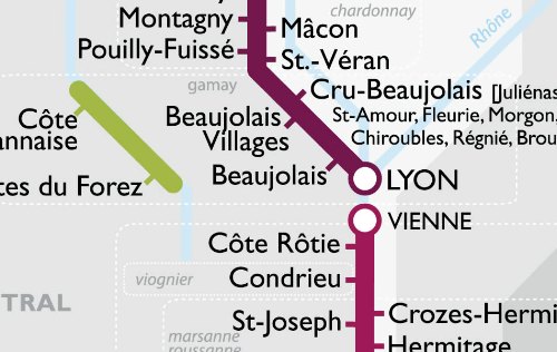 Detail of Paris Metro wine map