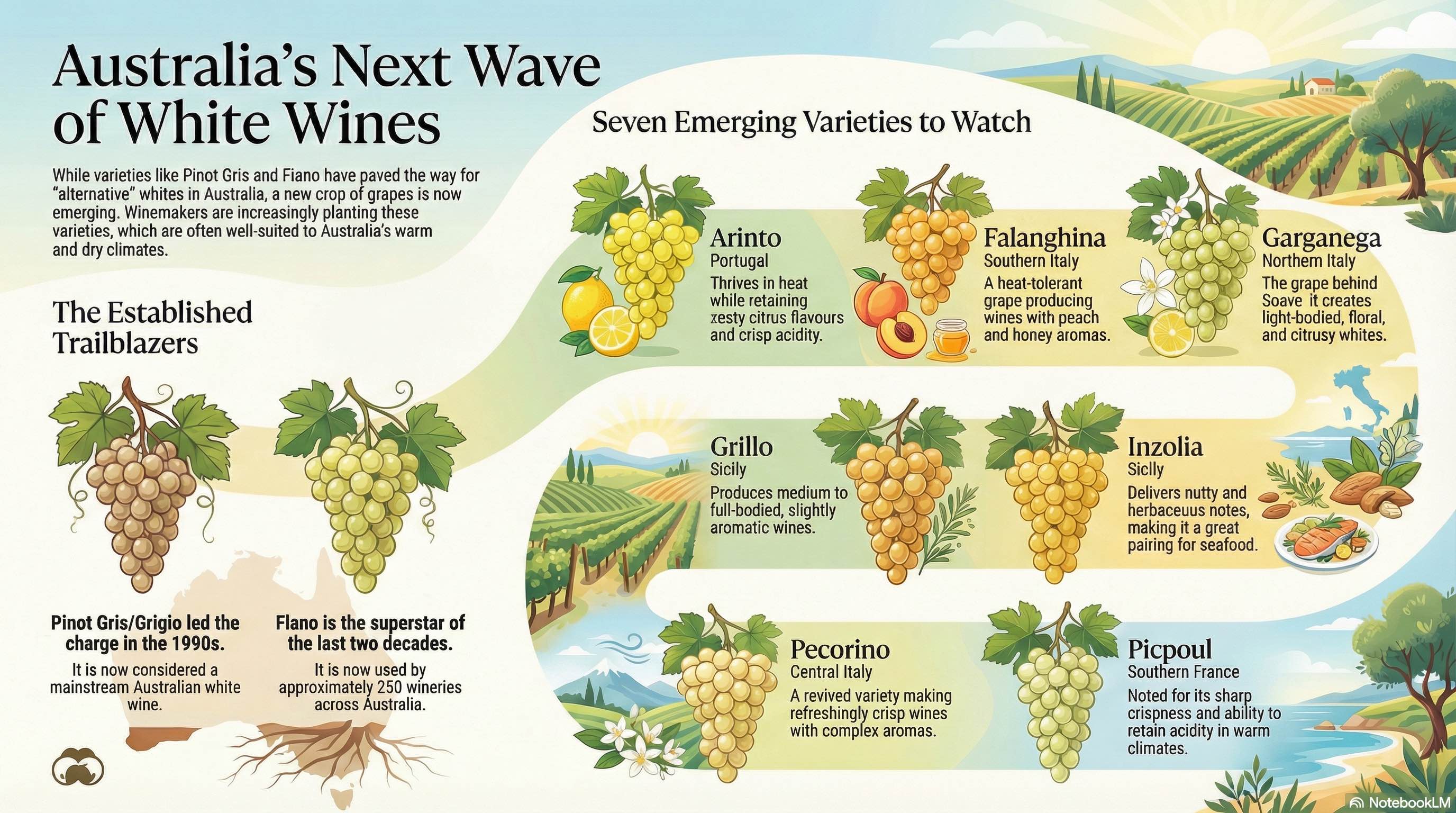 Seven white varieties