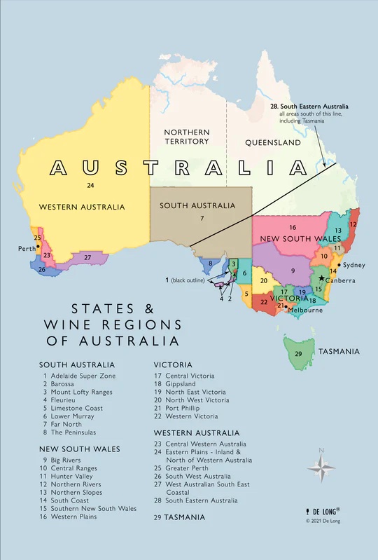 Digital wine map of Australia