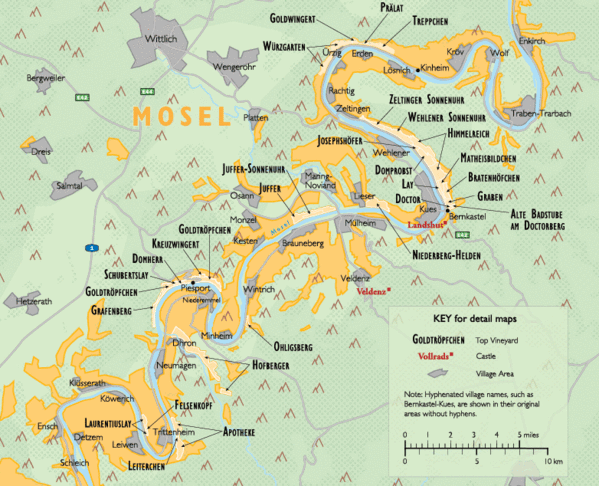 Wine regions along the Mosel River in Germany